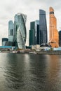 Modern skyscrapers of the Moscow International Business Centre MIBC on the Moscow river embankment. Russia. Royalty Free Stock Photo